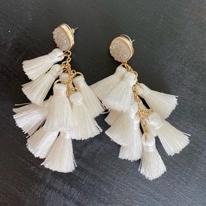 White Tassel Earrings